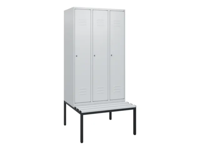 locker met bank,HxBxD 1950x900x815mm,3vak,vak B 300mm,cil.-slot