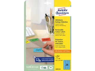 Avery Zweckform Gekleurde Afneembare Etiketten 63.5x33.9mm Blauw - 1