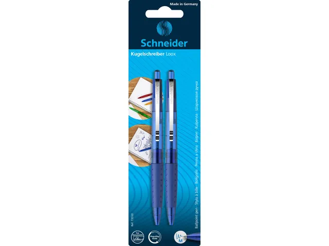 Balpen Schneider Loox softgrip 2 stuks blauw op blister