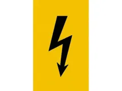 waarschuwingsbord,v. binnen/buiten,Spanningsteken,PE-folie,geel/zwart