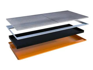 ophangbak,opvangvol. 200l,HxBxD 135x2665x1265/915mm,m. PE-element - 2