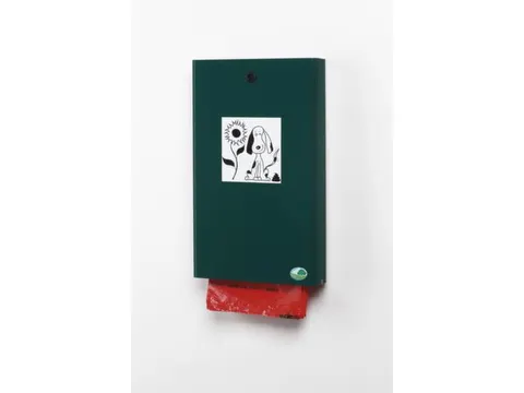 Hondenpoepzakje Wand/Paal 430x 265x 60mm Staal Mosgroen