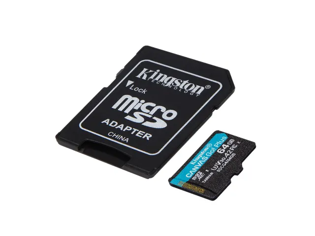 Carte microSDXC Canvas Go Plus Gen4 200 Mo/s A2 U3 V30 64 Go + adaptat
