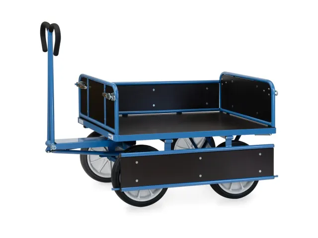 Handtrekwagens 6454v 1000kg 1200x800mm Houten Wanden Massief Rubber