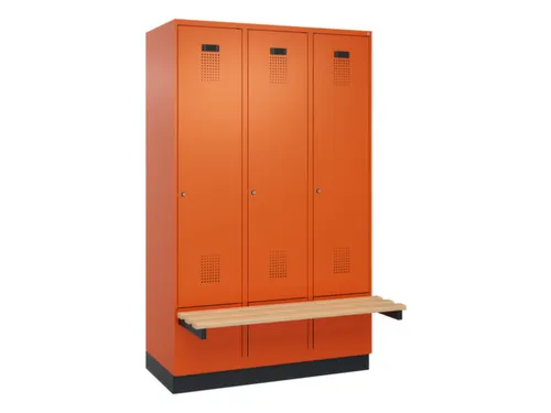 locker met bank,HxBxD 1950x1200x815mm,3vak,vak B 400mm,cilinderslot