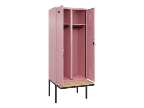 locker met bank,voor scheiding van kleding,HxBxD 2120x800x815mm,2vak