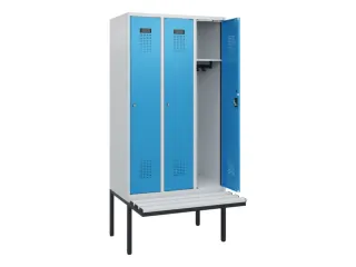 locker met bank,HxBxD 1950x900x815mm,3vak,vak B 300mm,cilinderslot - 1