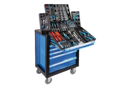 gereedschapswagen,met uitrusting,HxBxD 970x762x460mm