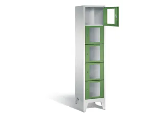 Lockerkast 1850x420x500mm 1x5 vakken Cilinderslot Poten, RAL6011 - 1