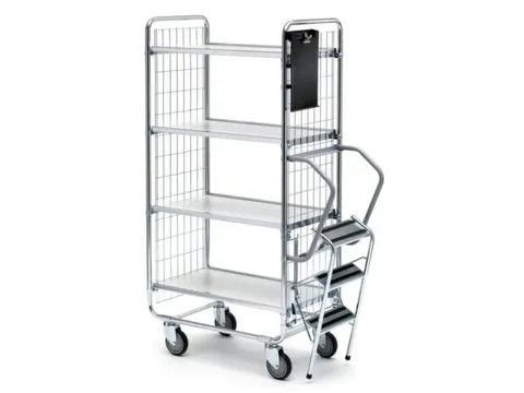 ladderwagen,draagverm. 200kg,4etage(s),laadvl. LxB 750x425mm,houtetage