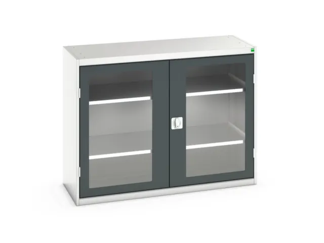 vitrinekast 1000x1300x550mm 2xStalen bodem romp RAL7035 front RAL7016