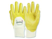 Handschoen Sahara 100 % Katoen Nitril Palmcoating Maat 8 Wit Geel
