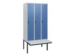 locker met bank,HxBxD 1950x900x815mm,3vak,vak B 300mm,draaigrendel