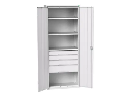 universele kast,HxBxD 2000x800x550mm,3xStalen bodem,4lade(n)