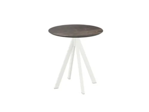 bistrotafel,HxØ 730x700mm,rond,4voeten wit,blad HPL Riverwashed Wood