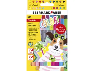 Viltstiften Eberhard Faber duo 2 en 3-4mm assorti etui á 20 stuks - 1
