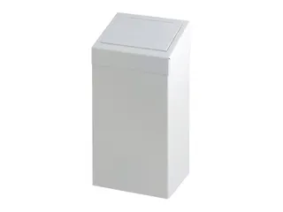 Metalen Afvalbak met pushklep 50 Liter Wit - 1