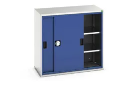 werkplaatskast 1000x1050x550mm 2xStalen bodem RAL7035 front RAL5010