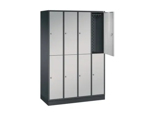 Dubbeldekse garderobekast,HxBxD 1950x1220x500mm,4x2vak.,vak B 260mm
