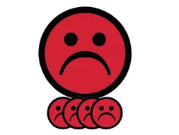 Magneet smiley 75mm emotie bedroefd rood 5 stuks