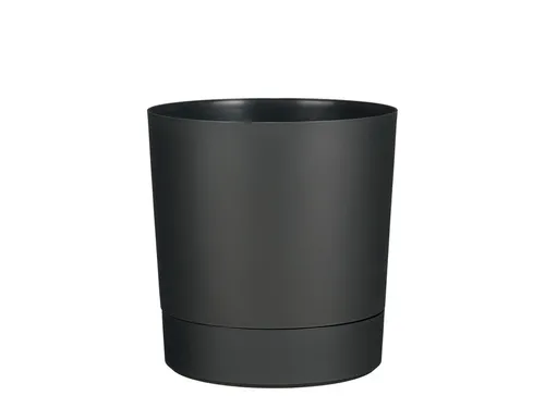 Plantenpot Mica Coco met schotel rond antraciet 23.5 x 22.5 cm