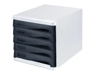 ladeblok,5lade(n),HxBxD 250x265x340mm,kunststof,wit,laden zwart - 2