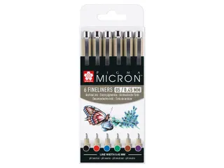 Fineliner Sakura Pigma Micron 05 basic set 6 kleuren - 2