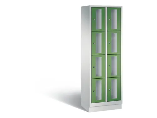 Lockerkast 1800x610x500mm 2x4 vakken Cilinderslot, Sokkel, RAL6011