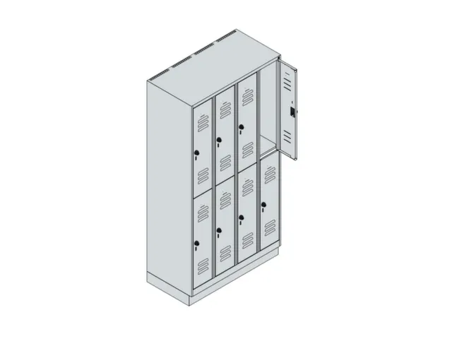 dubbeldekse locker,HxBxD 1950x1000x500mm,4x2vak.,vak B 250mm