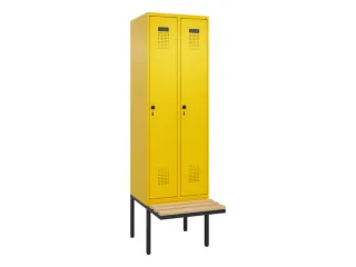 locker met bank,HxBxD 2120x600x815mm,2vak,vak B 300mm,draaigrendel - 3
