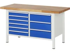 werkbank,HxBxD 840-1040x1500x700mm,beukblad,draagverm. 1250kg,4voeten