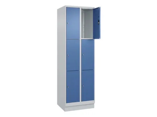 lockerkast,HxBxD 1950x600x500mm,2x3vakken,vak B 300mm,cil.-slot,sokkel