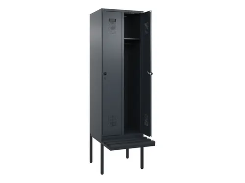 locker met bank,HxBxD 2120x600x815mm,2vak,vak B 300mm,draaigrendel