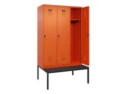 locker met bank,HxBxD 2120x1200x815mm,3vak,vak B 400mm,draaigrendel