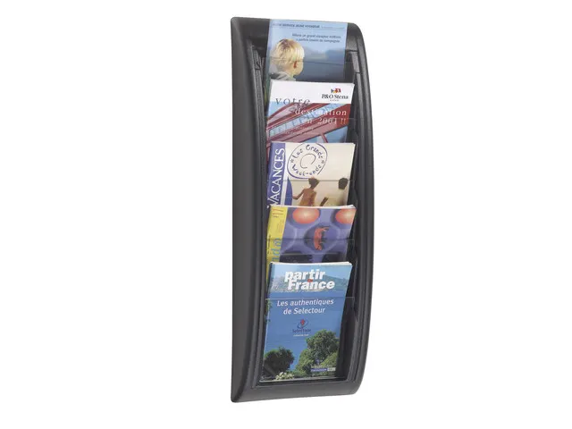 Porte-brochures mural Quick Fit 5 compartiments A5 Noir