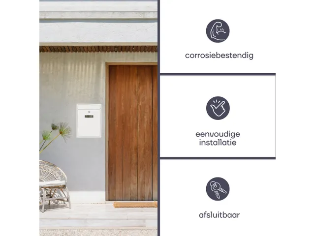 Brievenbus Ibiza Wit met naamplaatje incl. 2 sleutels 36x26x8cm