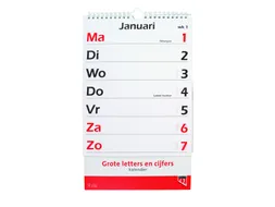Kalender 2027 met grote letters en cijfers Quantore