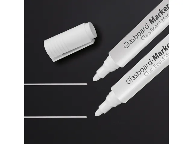 Glasbordmarker Sigel set 2 stuks wit ronde punt 2-3 mm