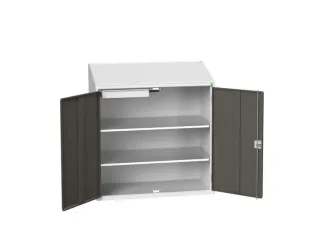 lessenaarkast 1130x1050x550mm 2 legborden 1 lade RAL7035+RAL7016 - 1