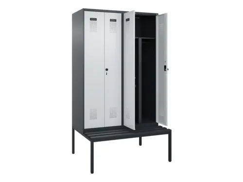 PBM-locker met bank,HxBxD 2120x1200x815mm,4vak,vak B 300mm