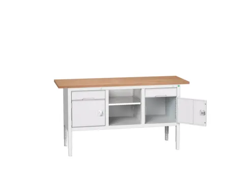 werkbank,HxBxD 830-930x1750x600mm,multiplexblad,uitrusting: 2laden