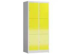 Lockerkast 1800x800x500mm 2x3 vakken cilinderslot, sokkel, RAL1018