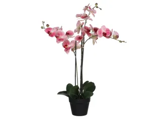 Kunstplant Mica Phalaenopsis orchidee roze in plastic pot 79x51cm - 2