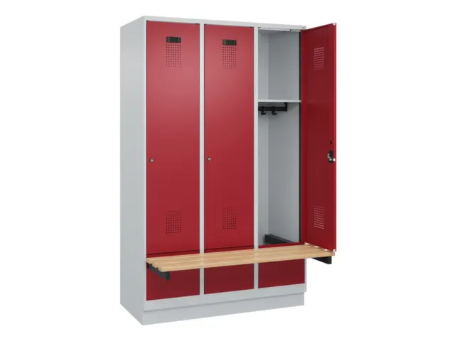 locker met bank,HxBxD 1950x1200x815mm,3vak,vak B 400mm,cilinderslot