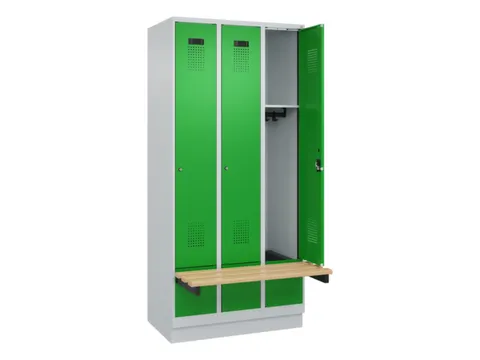 locker met bank,HxBxD 1950x900x815mm,3vak,vak B 300mm,cilinderslot