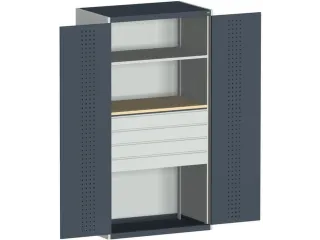 systeemkast 2000x1050x650mm 1 legbord 4 laden RAL7035, front RAL7016 - 1