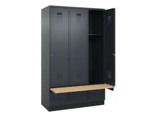 locker met bank,HxBxD 1950x1200x815mm,3vak,vak B 400mm,cilinderslot - 1