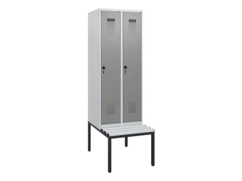 locker met bank,HxBxD 1950x600x815mm,2vak,vak B 300mm,draaigrendel
