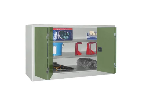 Vouwdeurkast 1000x1500x400mm 2legborden Verzinkt Ral7035 Front Ral6011