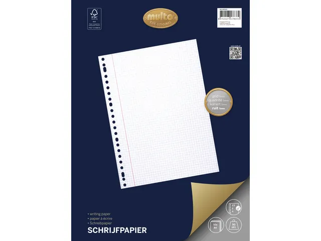 Ringbandinterieur Multo A4 23r ruit 5mm 90 grams 50 vel